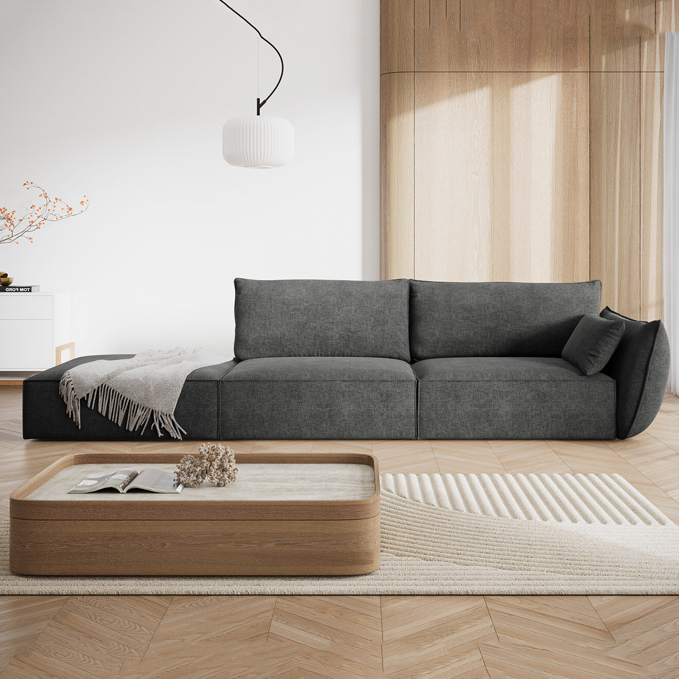 Mazzini Sofas Canapé droit  Vanda 4 Places gris - 286x100x85 cm