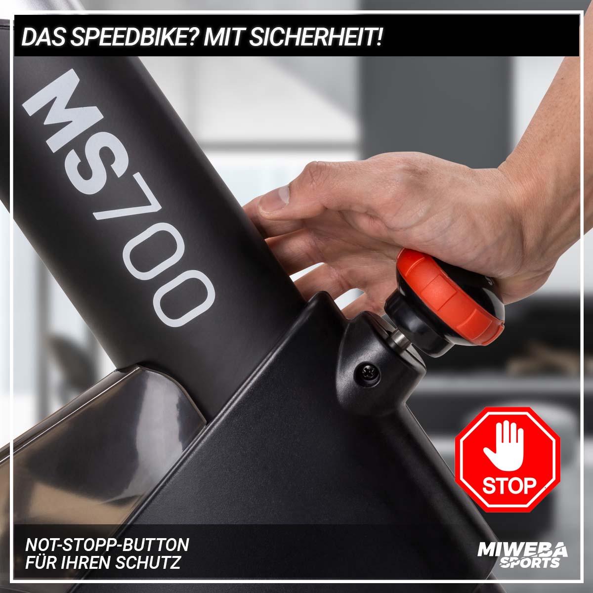 Miweba Sports Pro-Speedbike MS700, 20 kg Schwungrad, Flaschenhalter, SPD-Klickpedale, App kompatibel