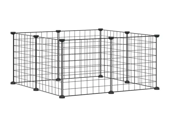 Cage animaux de compagnie à 8 panneaux Noir 35x35 cm Acier