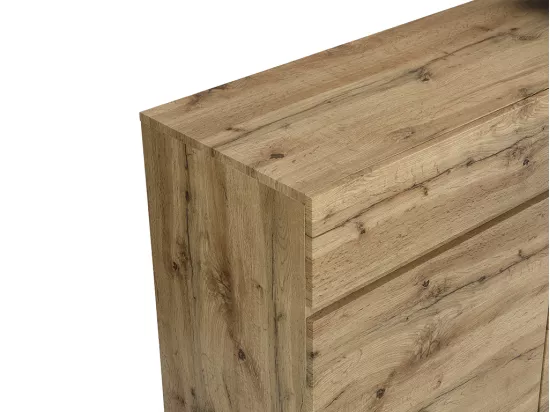 Meuble de bar pivotant avec 2 portes, 1 tiroir et 1 niche en MDF - Naturel et Noir - ELDIR
