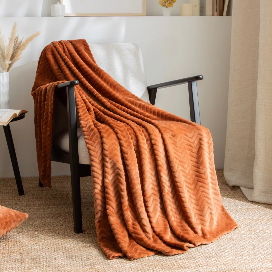 Plaid doux flanelle (130 x 180 cm) Zag Cuivre
