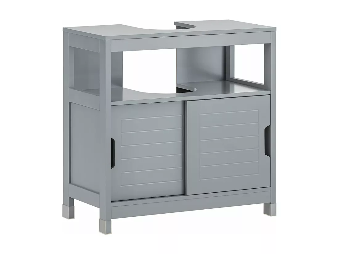 SoBuy FRG128-II-SG Meuble sous lavabo Meuble sous évier Meuble de Salle de Bain sous lavabo Housse Colonne lavabo Anti-humidité, Gris