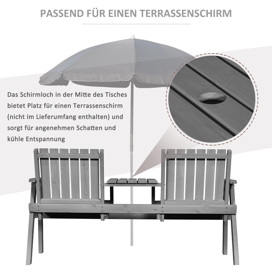Outsunny Gartenbank mit Tisch grau