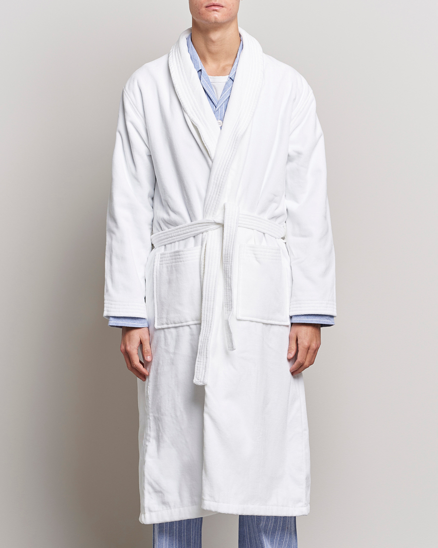 Derek Rose Cotton Velour Gown White