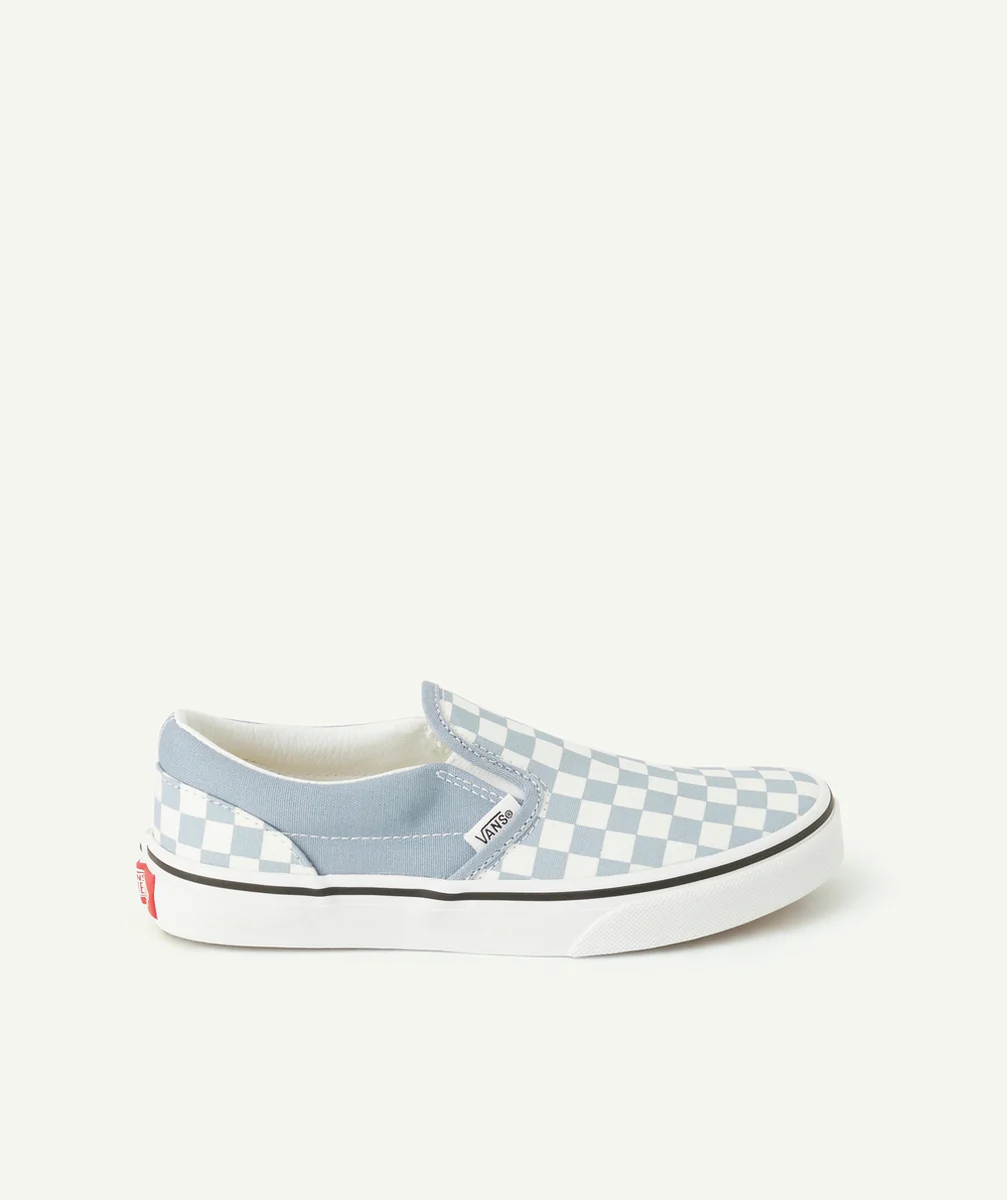 VANSchaussures classic slip-on enfant imprimé checkerboard bleu ciel