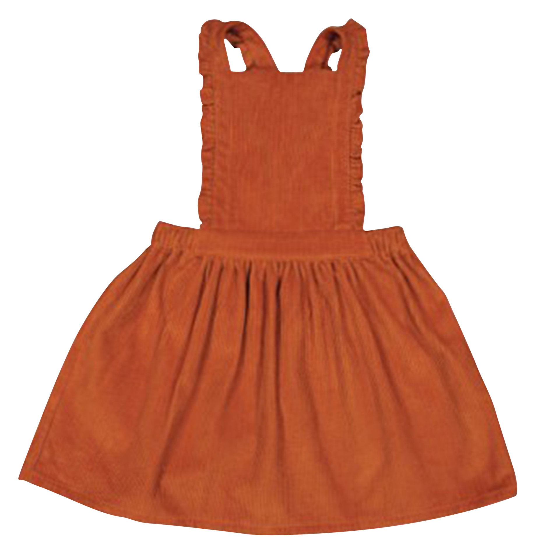 CAMILLE - Robe tablier en velours de coton| Orange