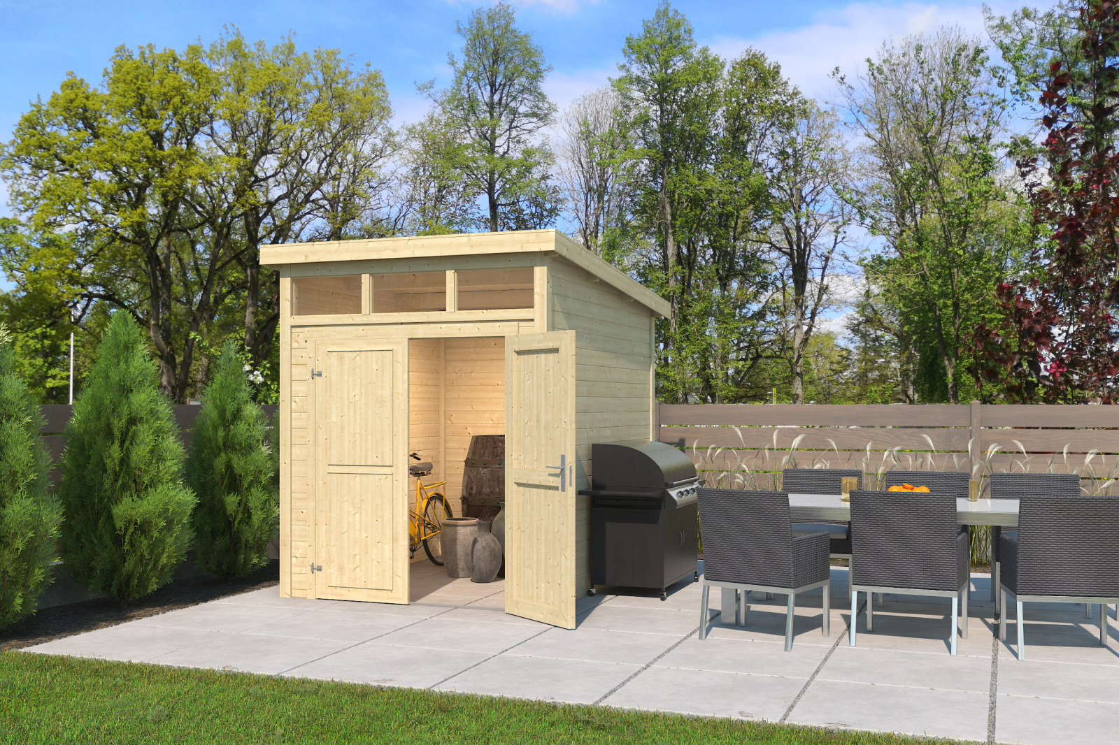 Gartenhaus KIBO 2 - Fichte massiv - naturbelassen - 200x250 cm