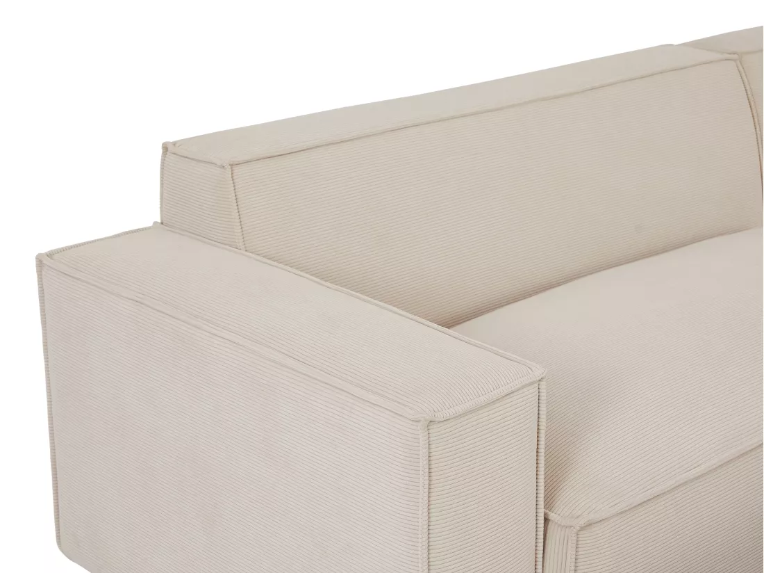 Grand canapé d'angle droit et pouf en velours côtelé beige BORORE de Pascal Morabito