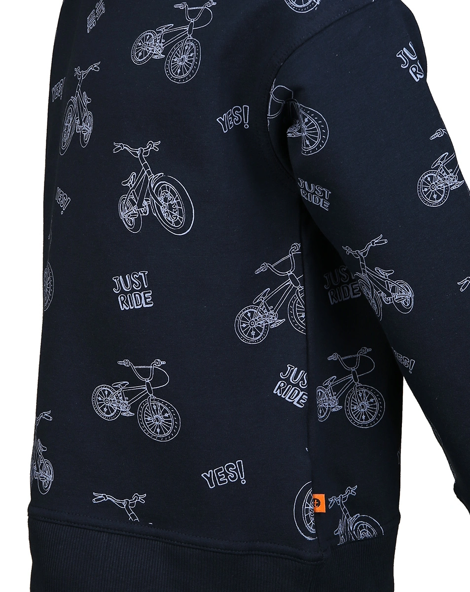 Kapuzen-Sweatshirt FAHRRADTOUR AOP in nachtblau