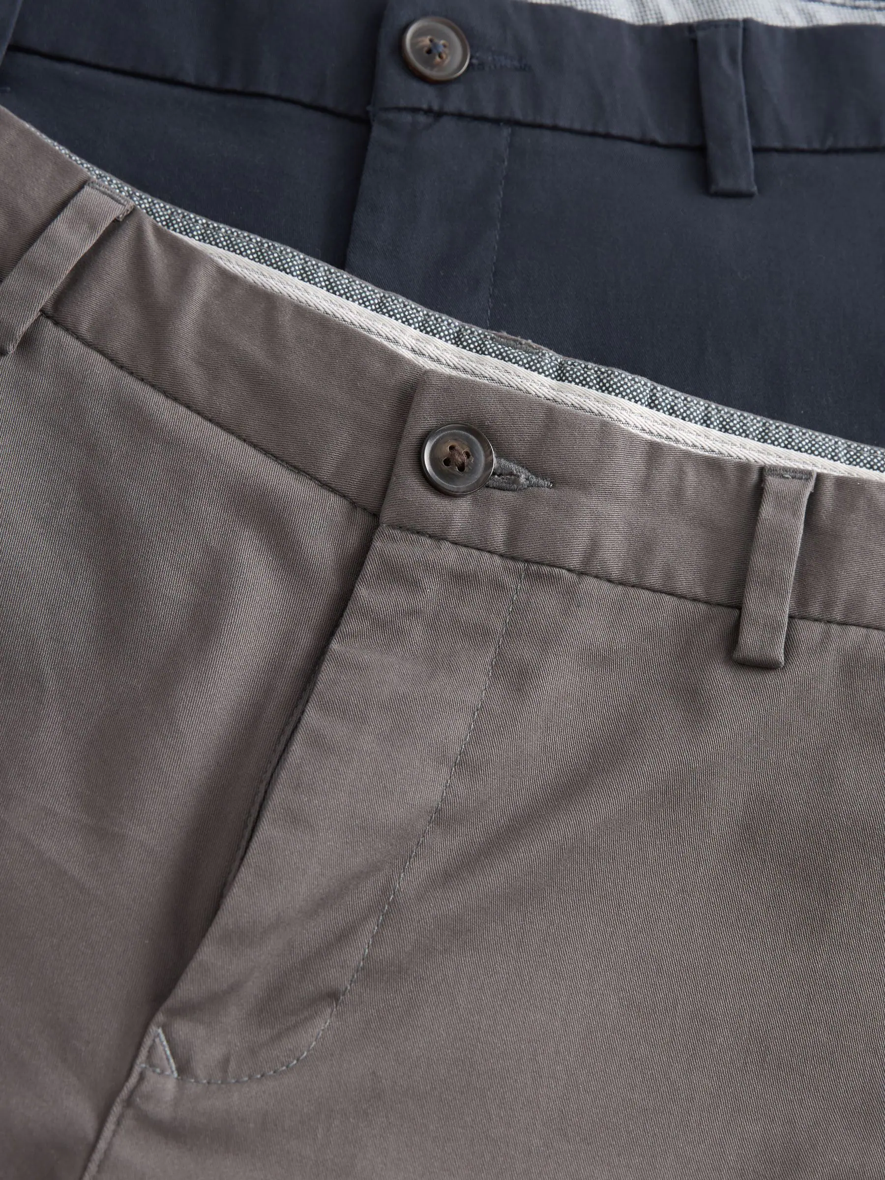 Marineblauw/antraciet - Strakke Pasvorm - Set van 2 chinoshorts met stretch