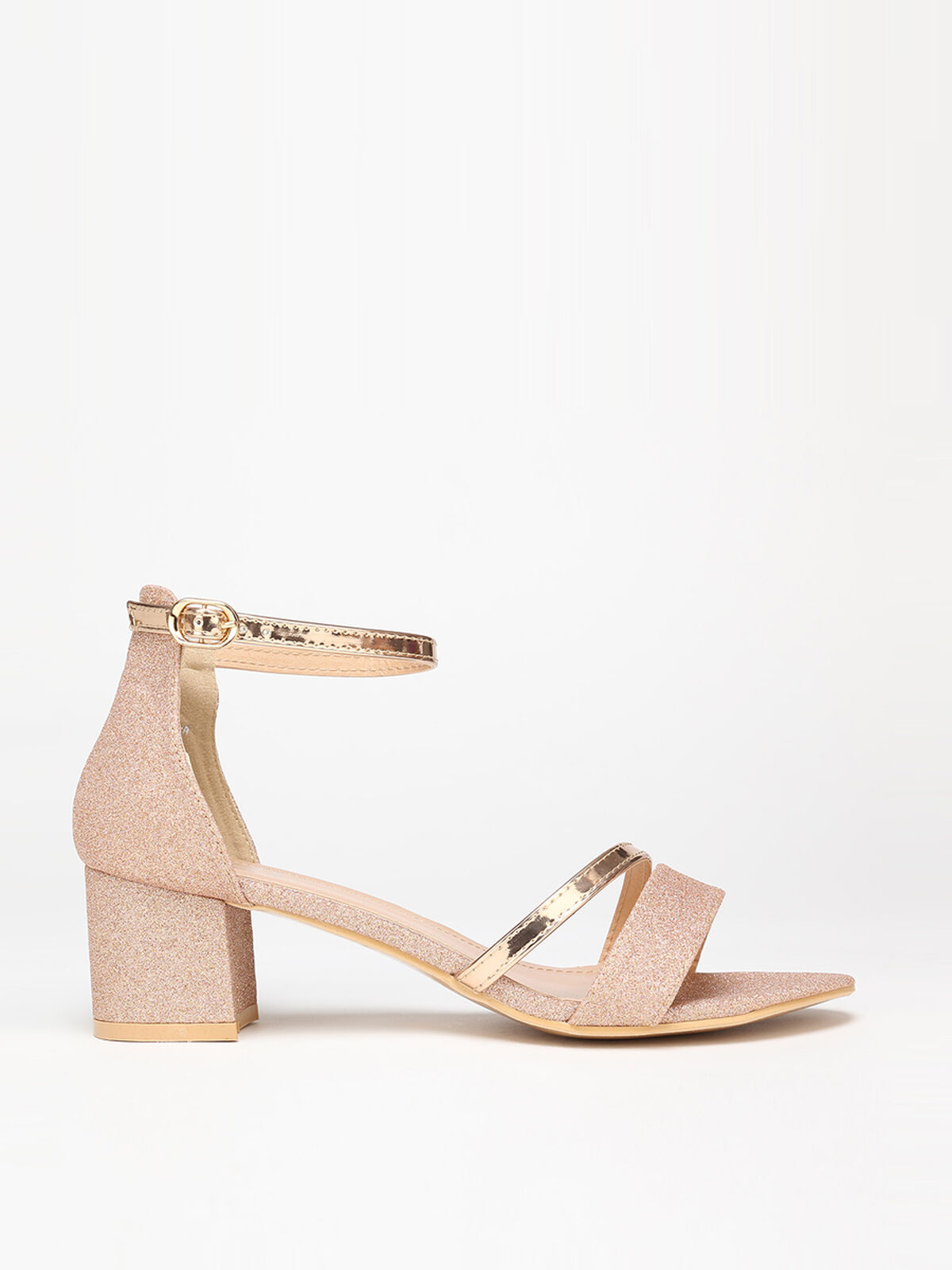 Sandales pailletées et vernies grandes tailles- Doré rose