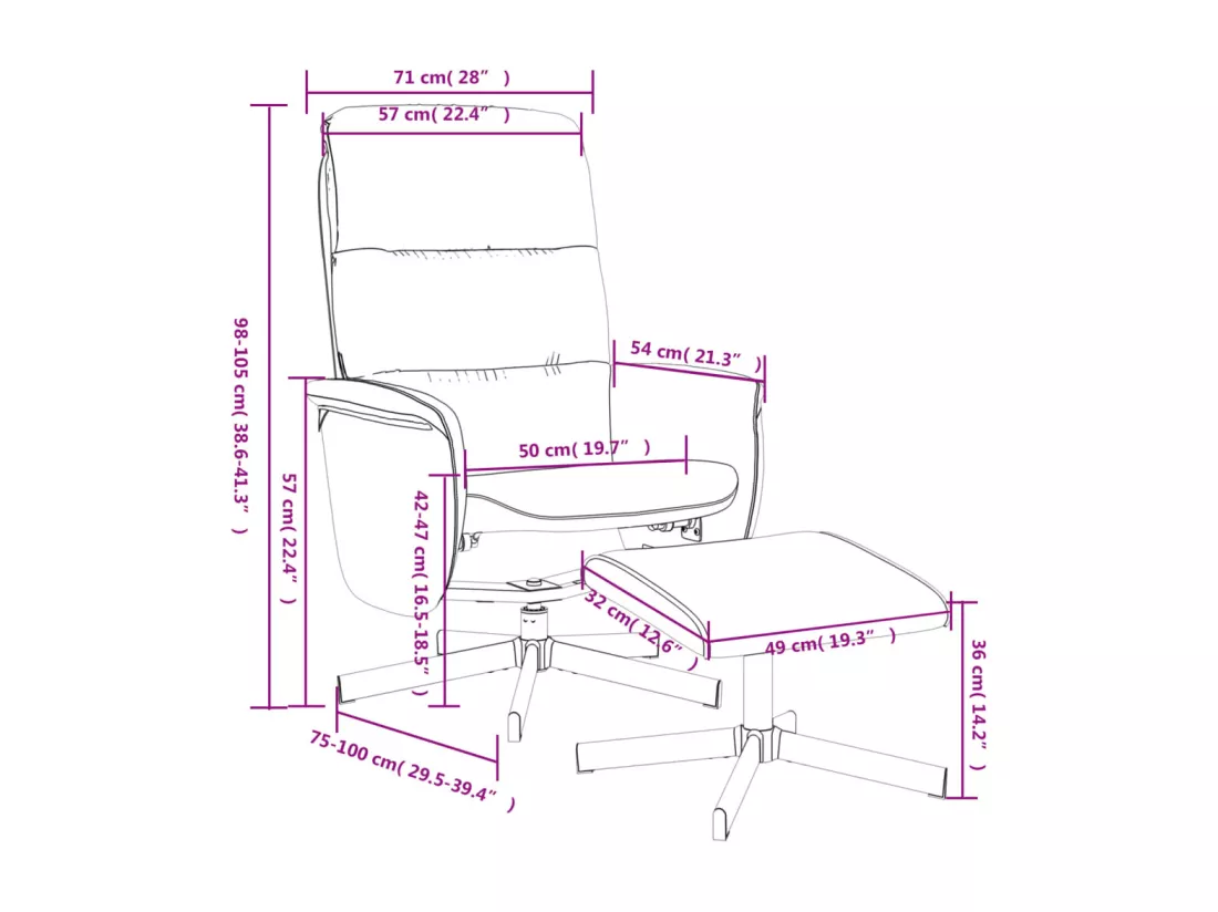Fauteuil inclinable avec repose-pied noir tissu