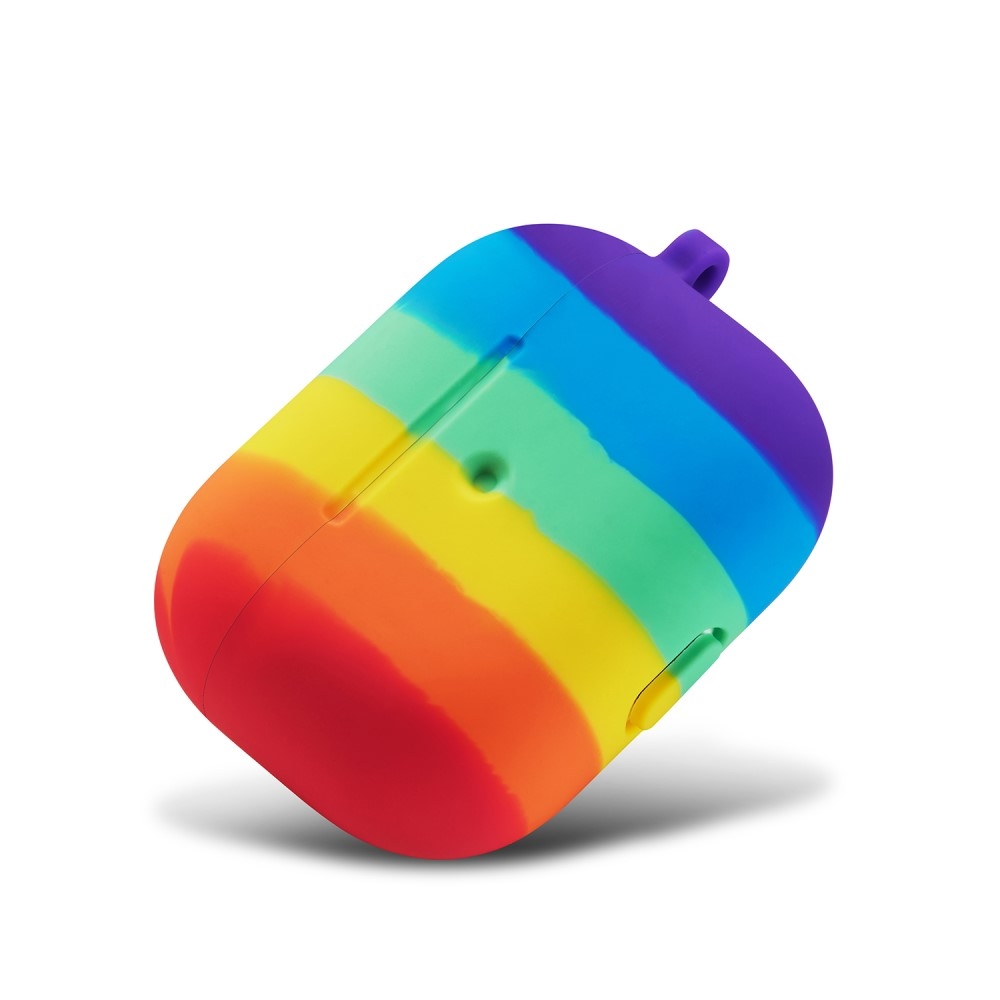 AirPods Pro Silikon Schutzhülle Abdeckung mit Karabinerhaken - Regenbogen