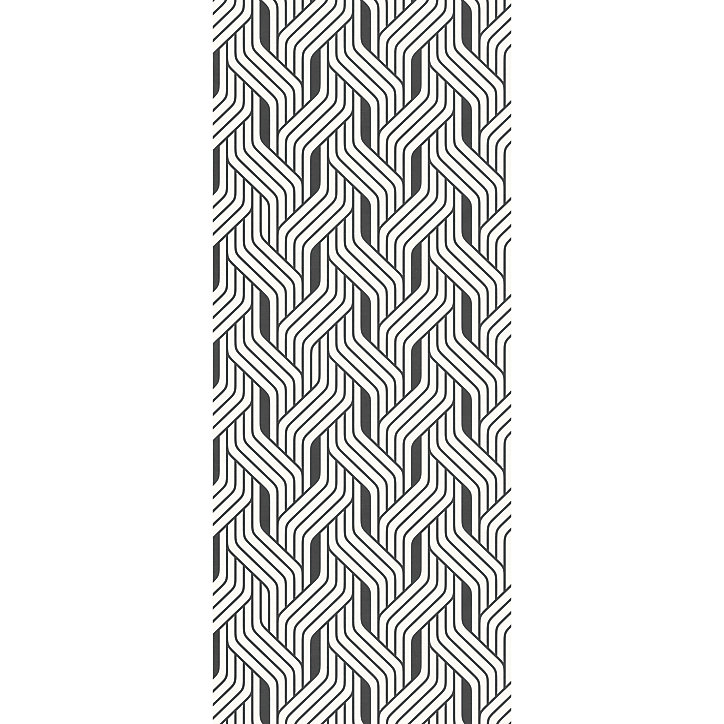 Tapis vinyle motif traits graphiques superposés noir et blanc L.160 x l.66 cm x ep. 2 mm