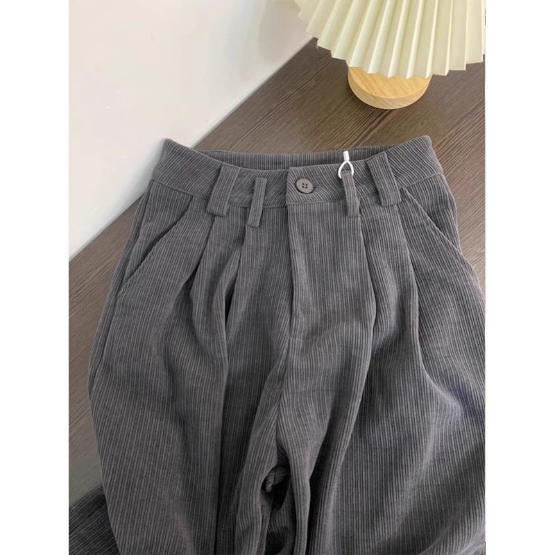 Alhambra - Hoge taille effen corduroy rechte broek