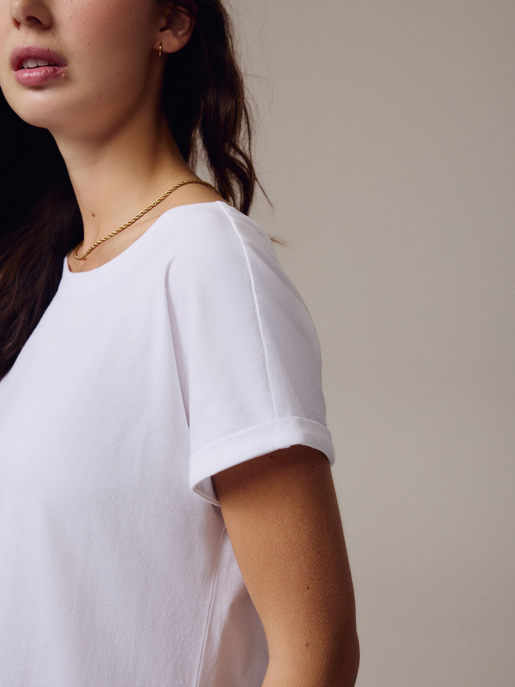 Wit - T-shirt met kapmouwtjes
