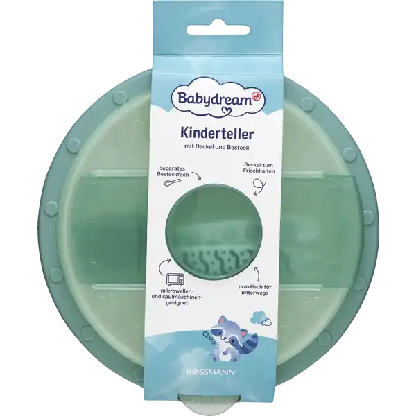 Kinderteller mit Deckel und Besteck
