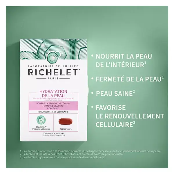 RICHELET Hydratation de la Peau, Complément Alimentaire, 60 Capsules