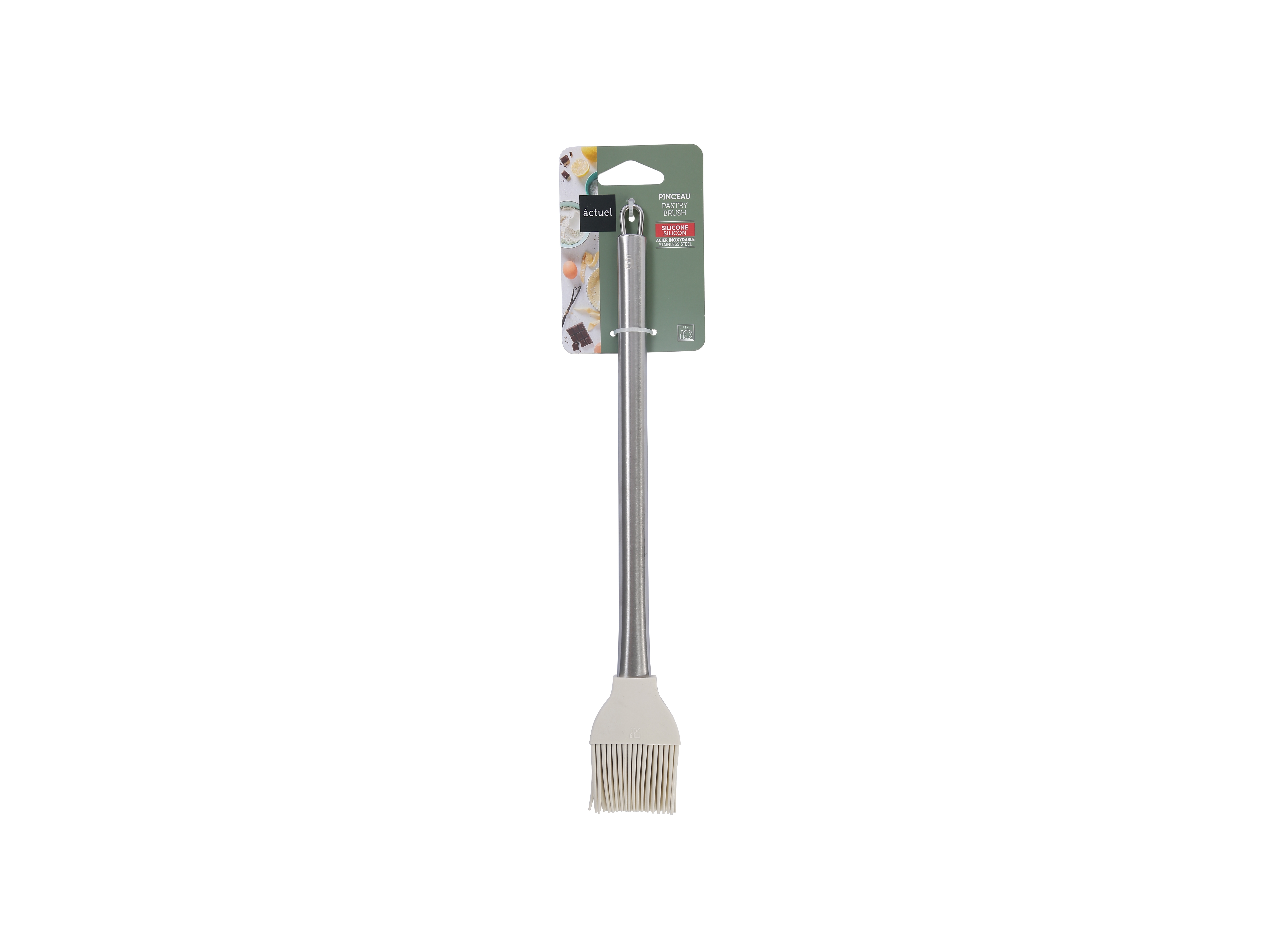 PINCEL SILICONE BEGE COM CABO INOX ACTUEL