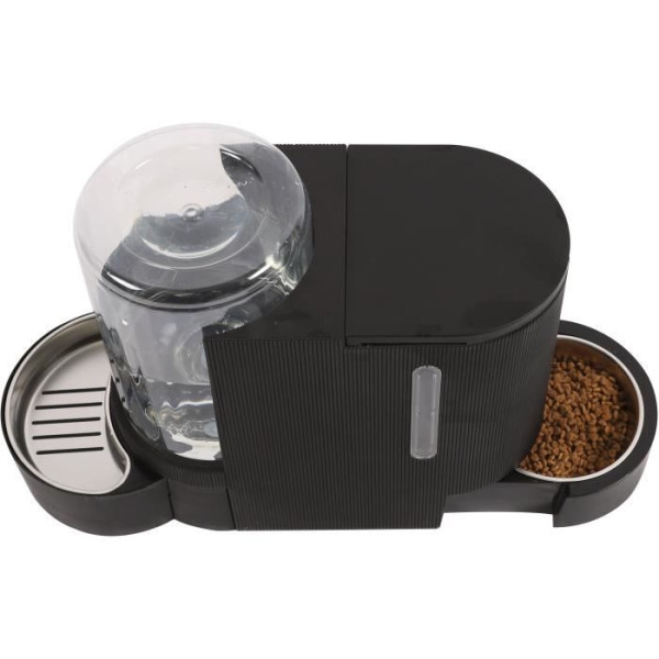 Distributeur de croquettes et d'eau m.pets duplo 1,3kg/3l - 40x16.2x29.1 cm - noir