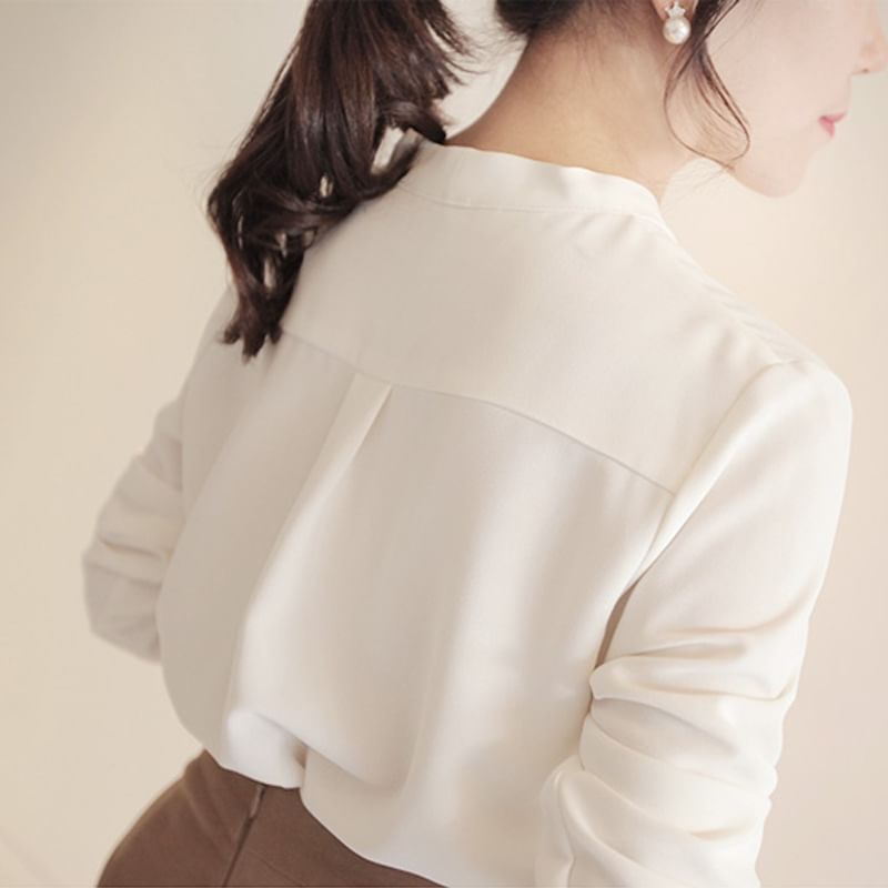 Hanji - Blouse met lange mouwen en V-hals