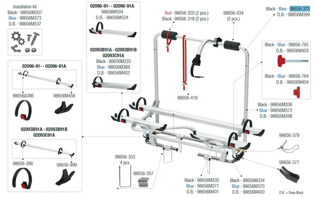 Fiamma Tragestruktur oben passend für Carry Bike Caravan XL A Pro / 200 / 200 E-Bike / 300 - Fiamma Ersatzteilnummer 98656-373