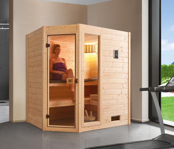 Weka Ecksauna Valida mit Glastür und Fenster