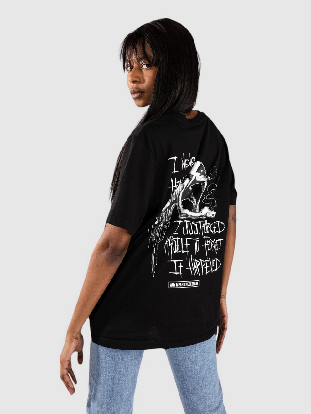 Any Means Necessary To Forget T-Shirt black