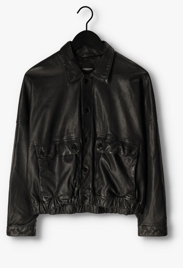 GOOSECRAFT zwarte goosecraft leren jas gc daisies jacket