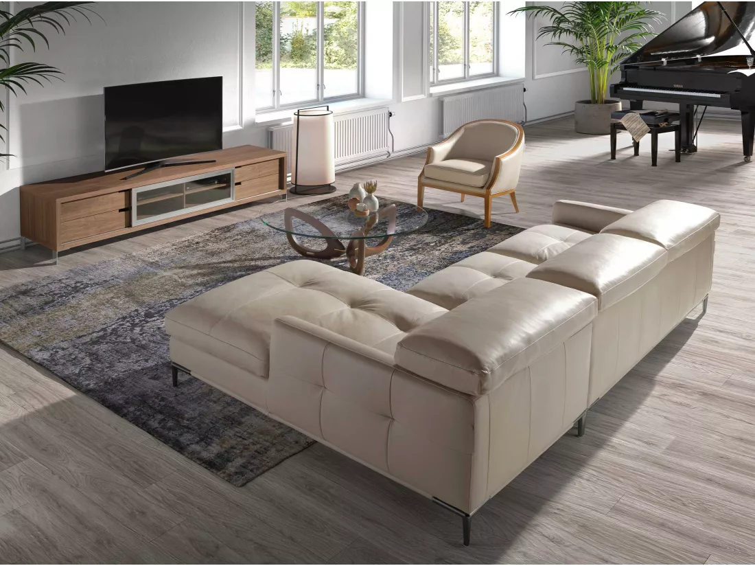 Canapé chaise longue droite cuir de sable 6201 ANGEL CERDA