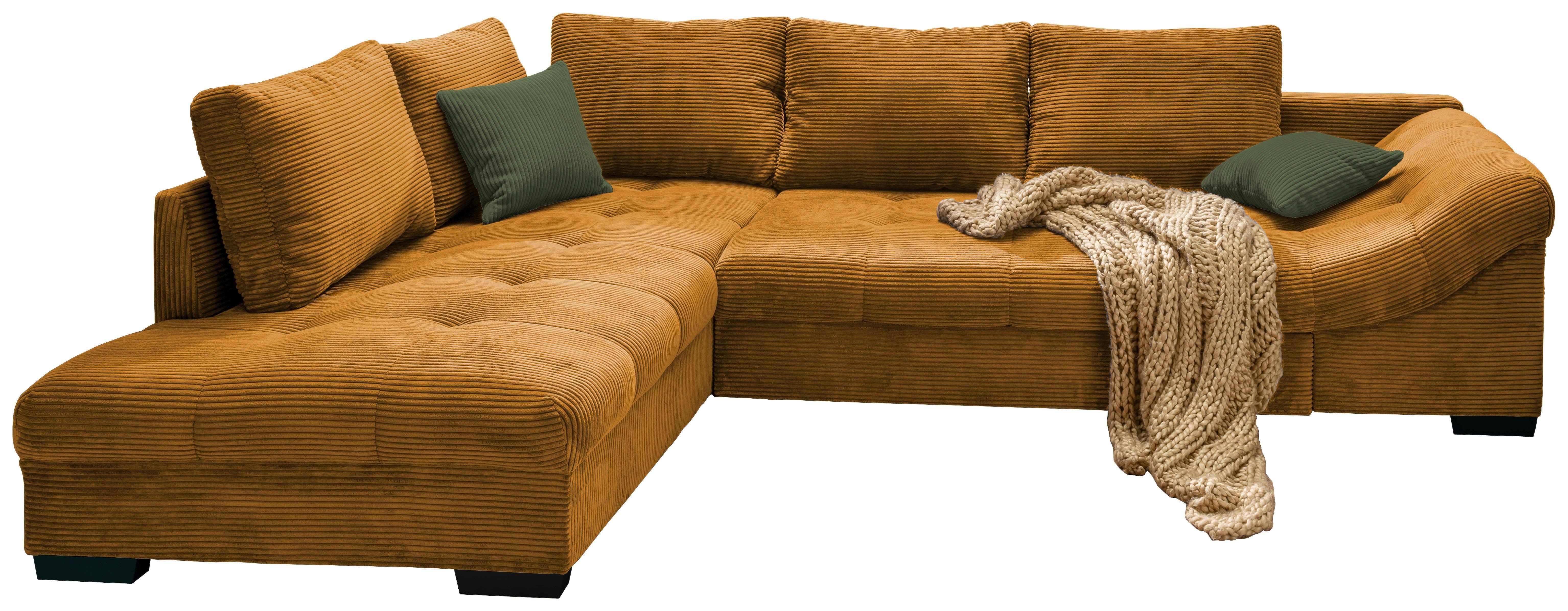 Wohnlandschaft Alvito Beige ca. 298x202cm, Cord, Liegefunktion, Schlaffunktion, Ecksofa