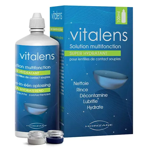 Vitalens Solução de Limpeza Multifuncional para Lentes de Contato Gelatinosas 100ml