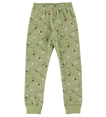 Joha Leggings - Uld/BomUld -  Grøn m. Planeter