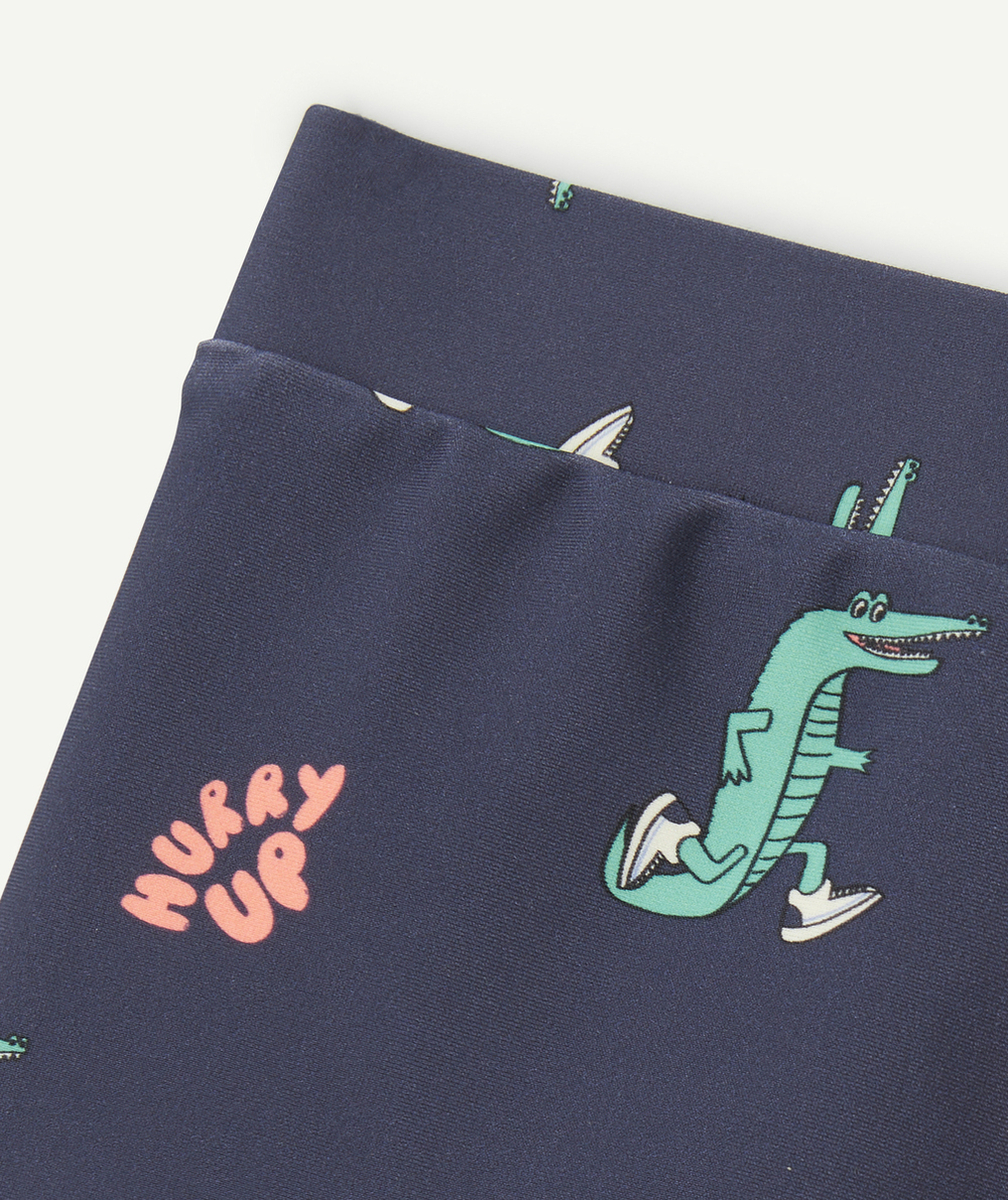 BOXER DE BAIN GARÇON EN FIBRES RECYCLÉES BLEU IMPRIMÉ CROCODILES