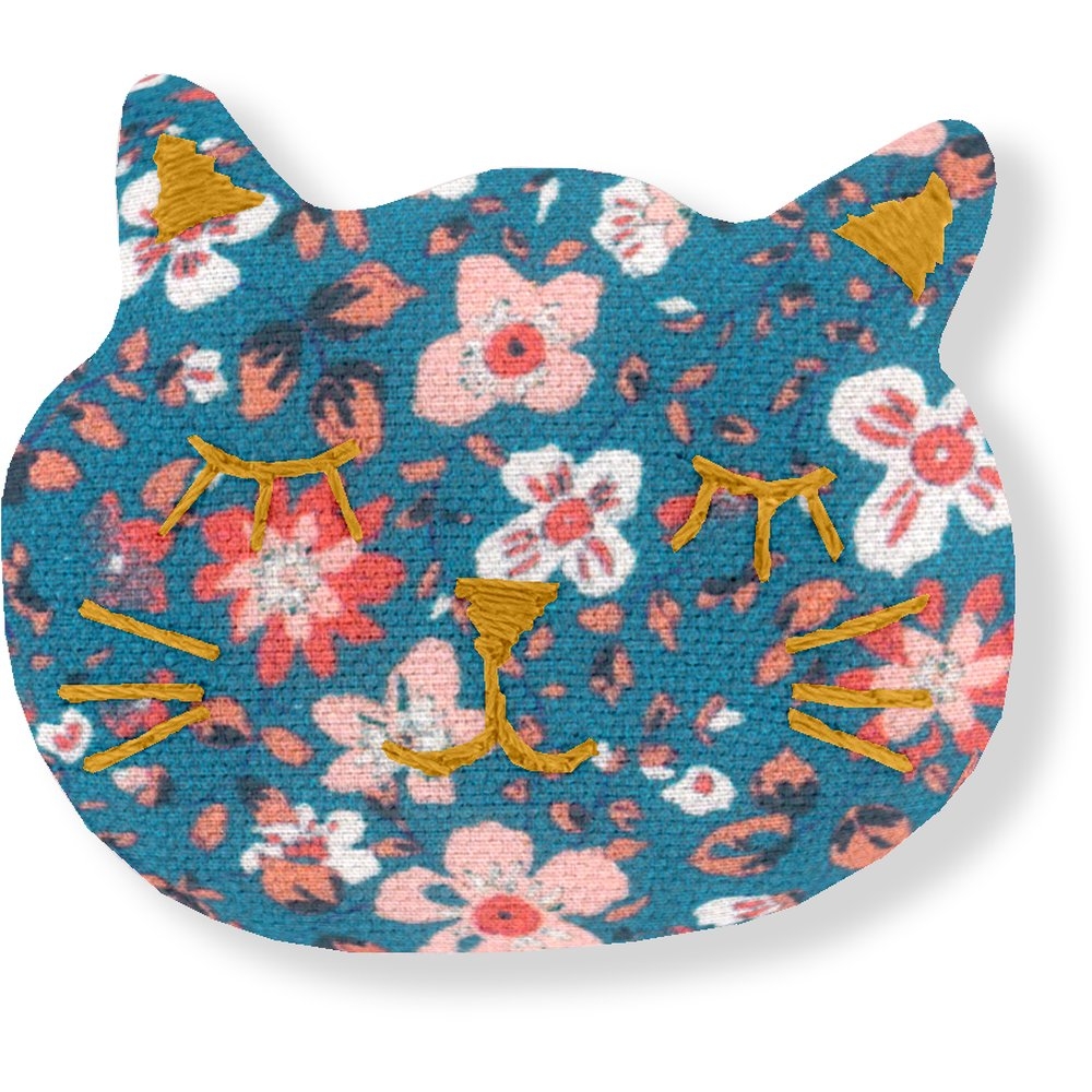 Barrette Miaou Fleuri Nude Ardoise