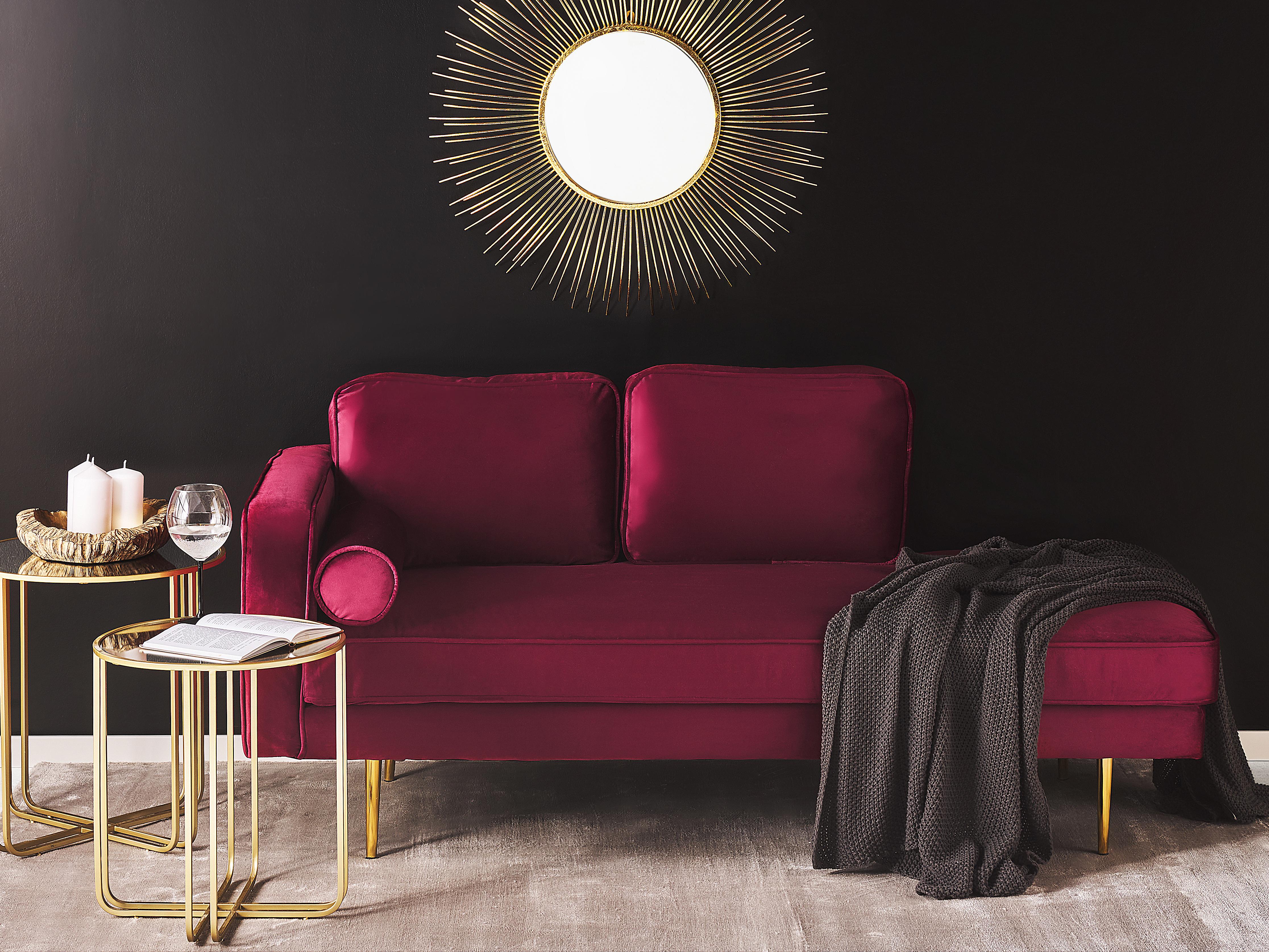 Linkszijdige chaise longue MIRAMAS Fluweel Donkerrood