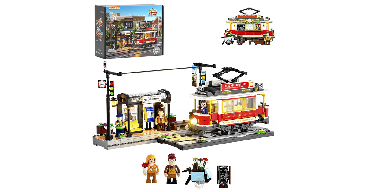 LumibricksTown Life - Heritage Tram and Station Constructiespeelgoed  (L9084)