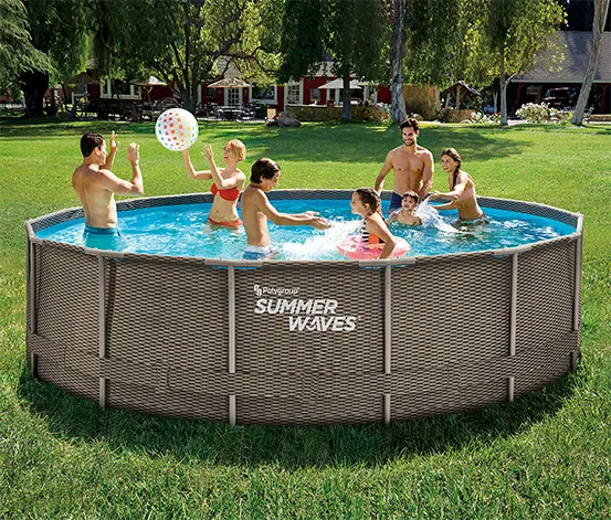 Summer Waves Active-Frame-Pool, Rattan, Ø ca. 457 cm