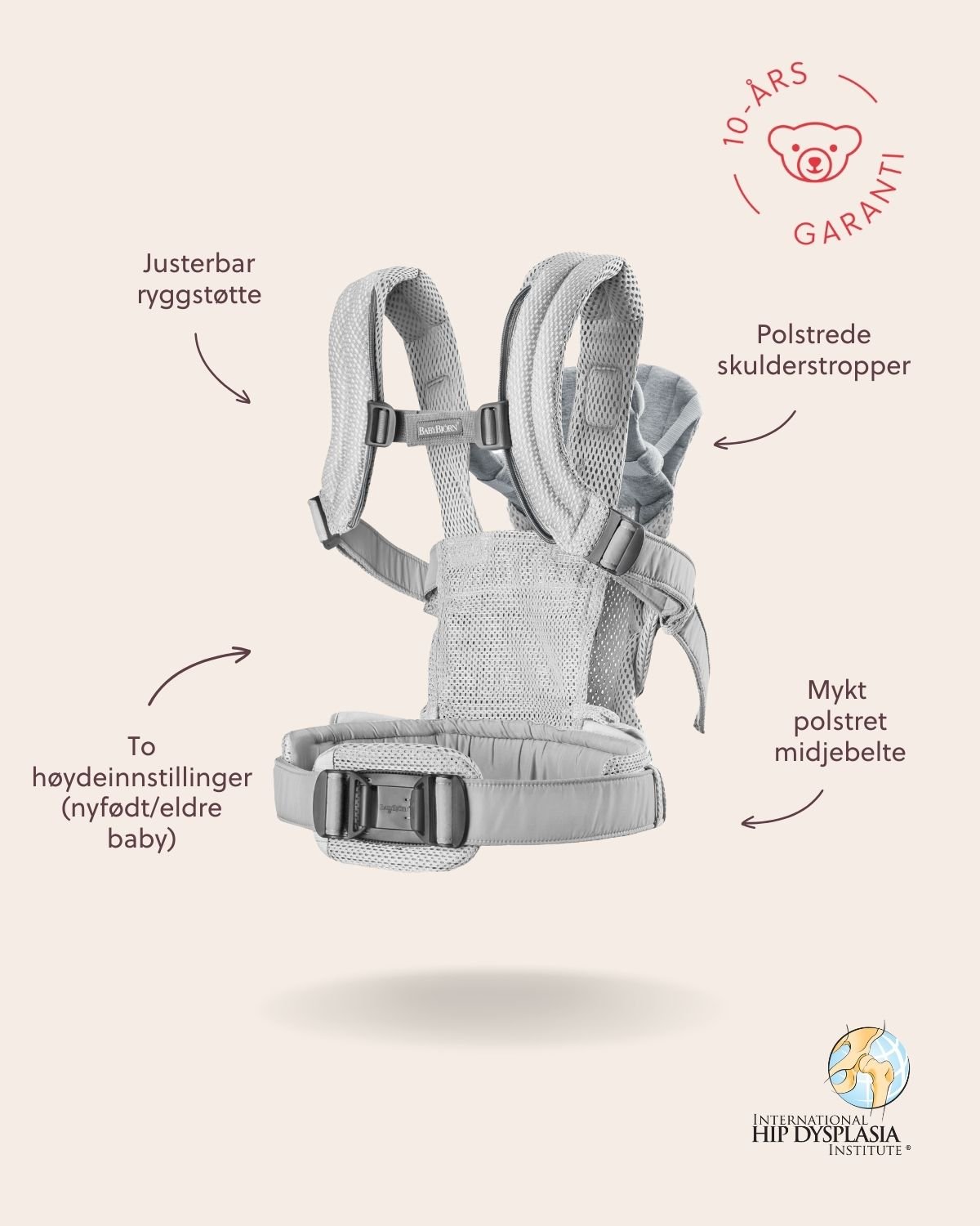 Bæresele Harmony – Front & Rygg – Ekstra Ryggstøtte – Baby Carrier 0-3år