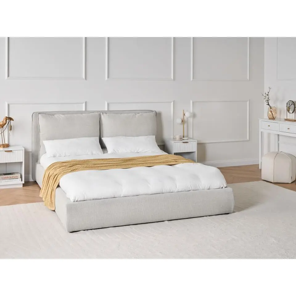 BAJONNA - Tweepersoonsbed - Lichtgrijs - 160 x 200 cm - Stof