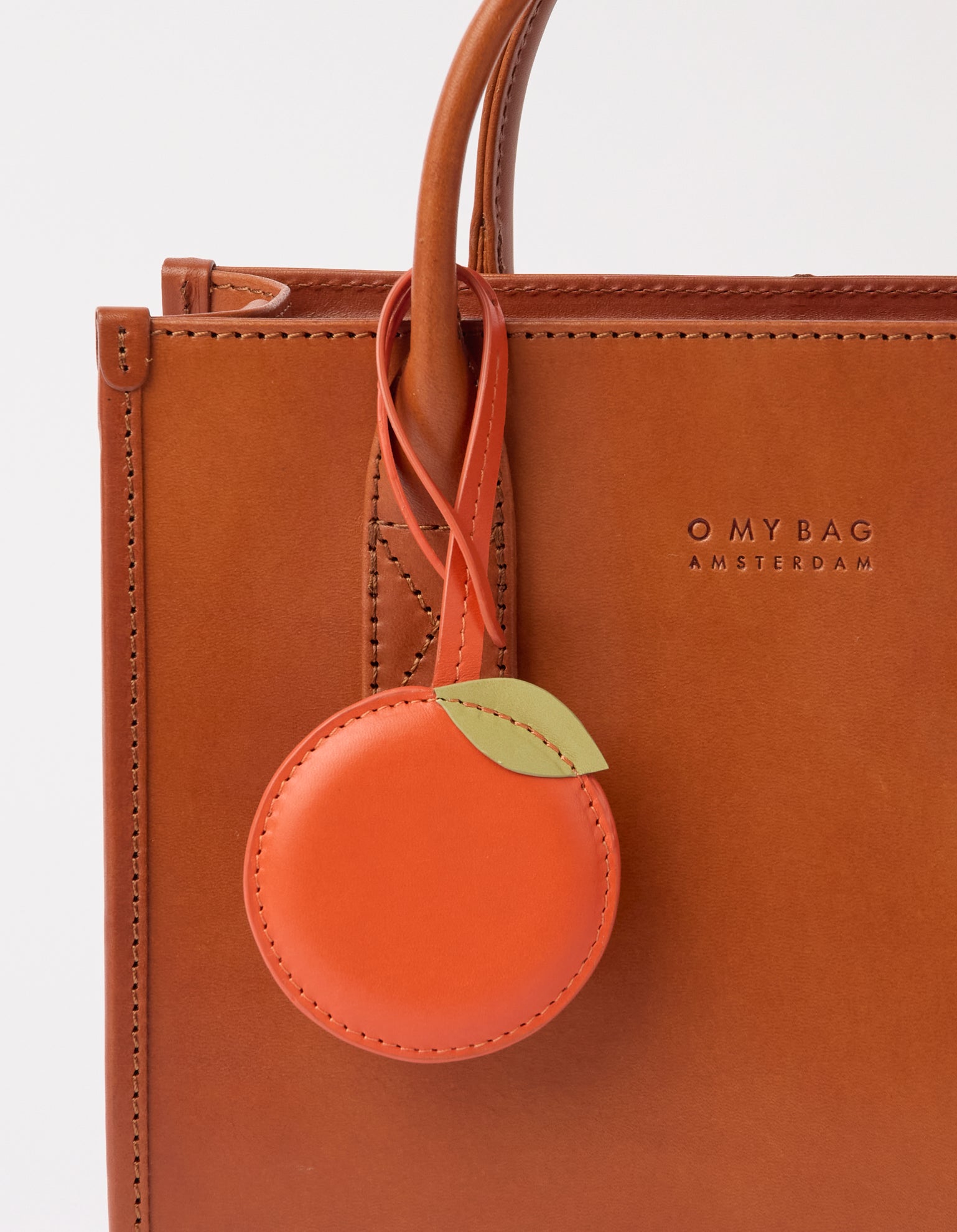 Orange Bag Charm - Tangerine Classic Leather