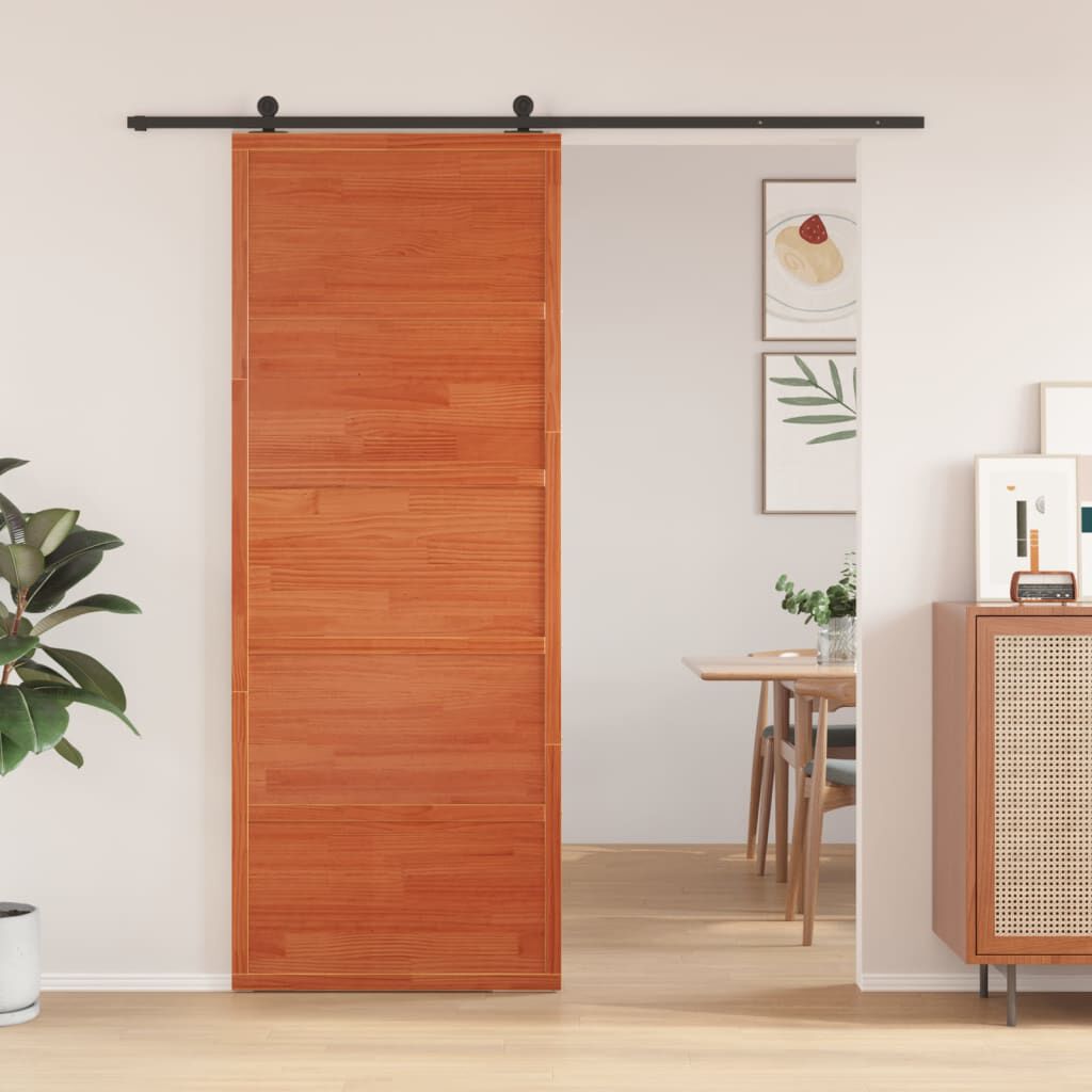 vidaXL Schuifdeuren Wasbruin 80x208 cm Massief grenenhout