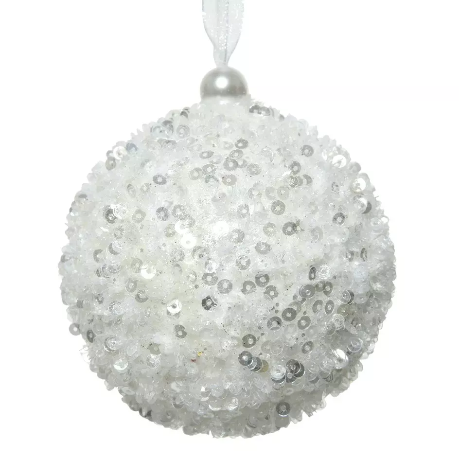 Lot de 12 boules de Noël (D80 mm) Fun Blanc