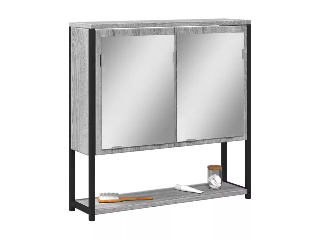 Prolenta Premium - Armoire à miroir de salle de bain sonoma gris bois d’ingénierie