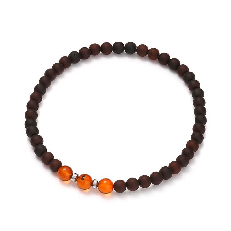 Bracelet ambre cognac et ambre brut