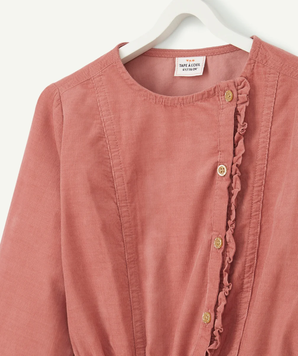 COMBISHORT À MANCHES LONGUES EN VELOURS VIEUX ROSE FILLE