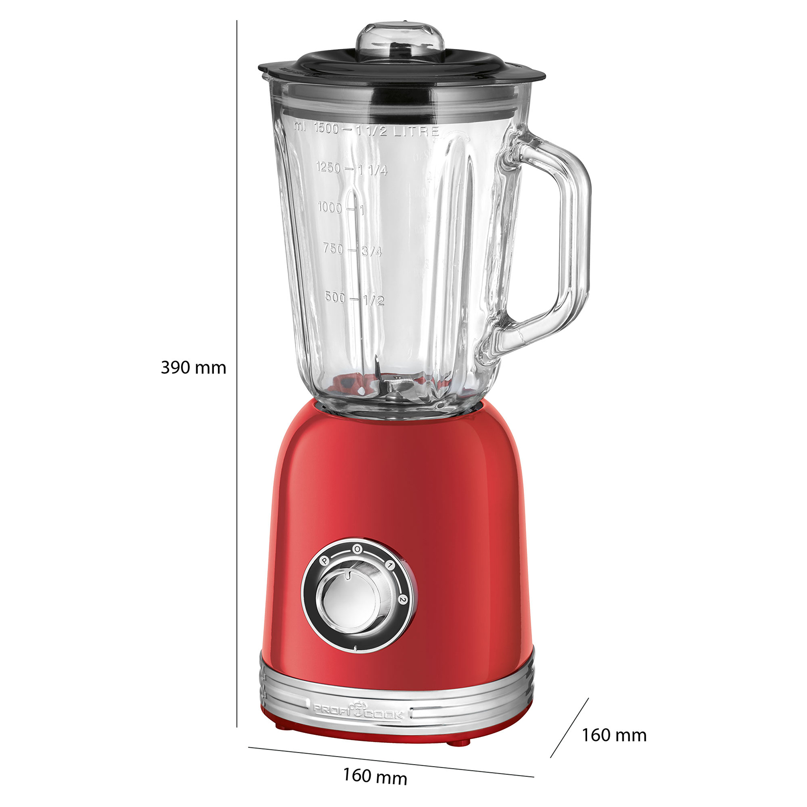PROFICOOK Universalmixer - Edelstahl-rot - Vintage-Look