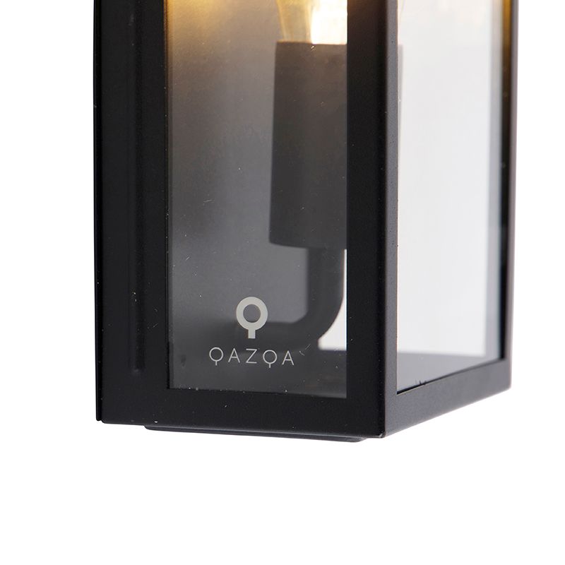 Industriële buiten wandlamp zwart IP44 met glas - Rotterdam