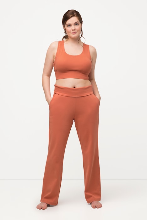 Yoga-Marlenehose, weites Bein, Elastikbund, Biobaumwolle