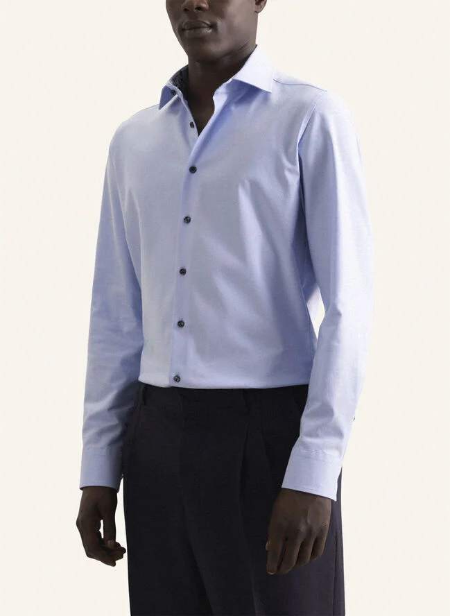 Seidensticker Performance shirt Slim Long sleeve Kent-Collar Uni Blue